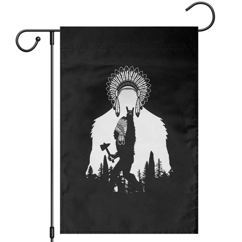 Bigfoot Native American Chief Garden Flag Hunting Spear Warrior Graphic TS12 Black Print Your Wear