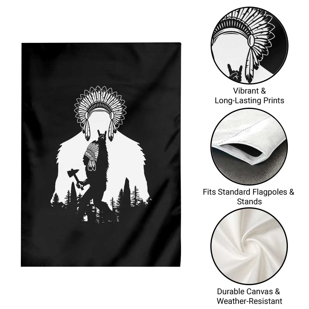 Bigfoot Native American Chief Garden Flag Hunting Spear Warrior Graphic