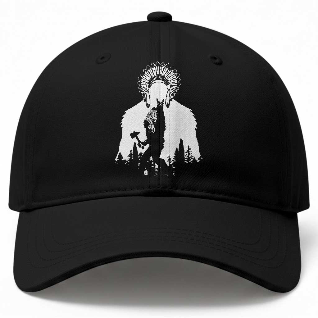 Bigfoot Native American Chief Baseball Cap Hunting Spear Warrior Graphic TS12 Print Your Wear