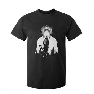 Bigfoot Native American Chief T Shirt For Kid Hunting Spear Warrior Graphic