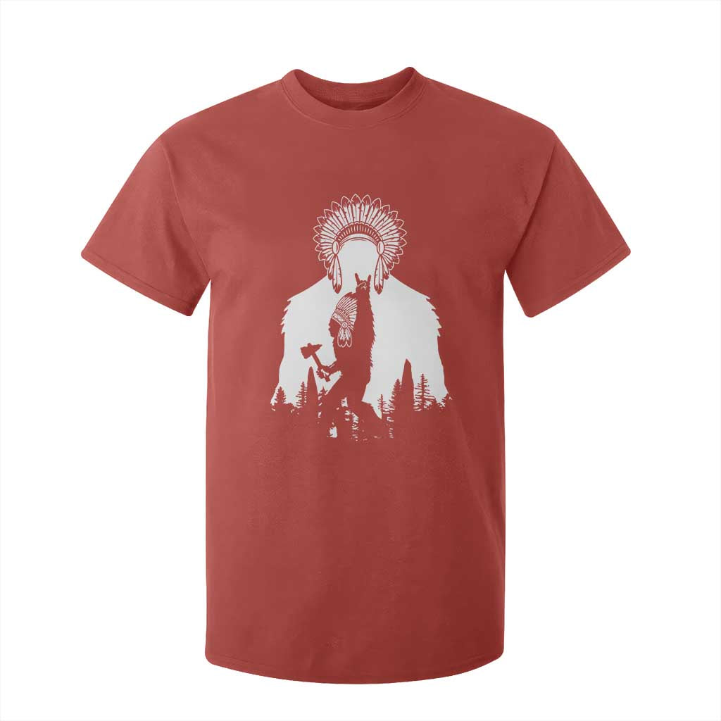 Bigfoot Native American Chief T Shirt For Kid Hunting Spear Warrior Graphic