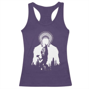 Bigfoot Native American Chief Racerback Tank Top Hunting Spear Warrior Graphic