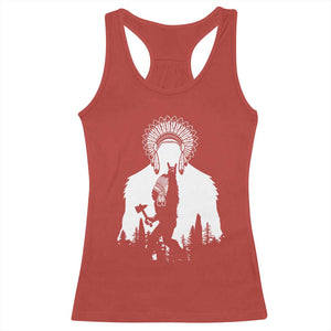 Bigfoot Native American Chief Racerback Tank Top Hunting Spear Warrior Graphic