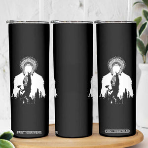 Bigfoot Native American Chief Skinny Tumbler Hunting Spear Warrior Graphic