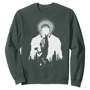 Bigfoot Native American Chief Sweatshirt Hunting Spear Warrior Graphic