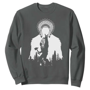 Bigfoot Native American Chief Sweatshirt Hunting Spear Warrior Graphic