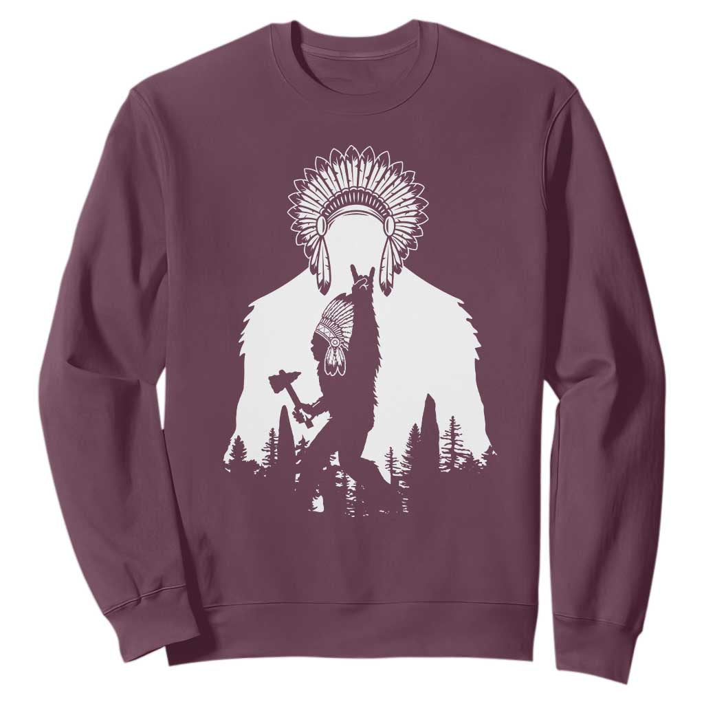 Bigfoot Native American Chief Sweatshirt Hunting Spear Warrior Graphic