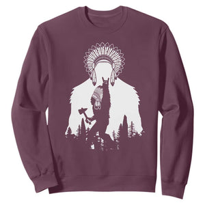 Bigfoot Native American Chief Sweatshirt Hunting Spear Warrior Graphic