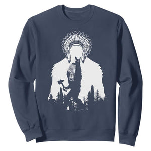 Bigfoot Native American Chief Sweatshirt Hunting Spear Warrior Graphic