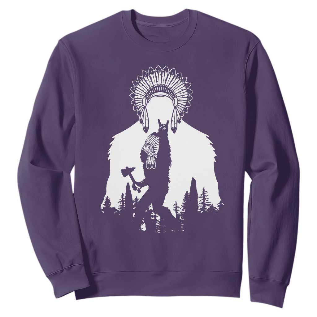 Bigfoot Native American Chief Sweatshirt Hunting Spear Warrior Graphic