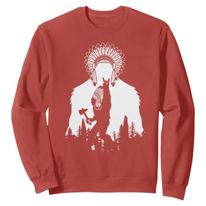 Bigfoot Native American Chief Sweatshirt Hunting Spear Warrior Graphic