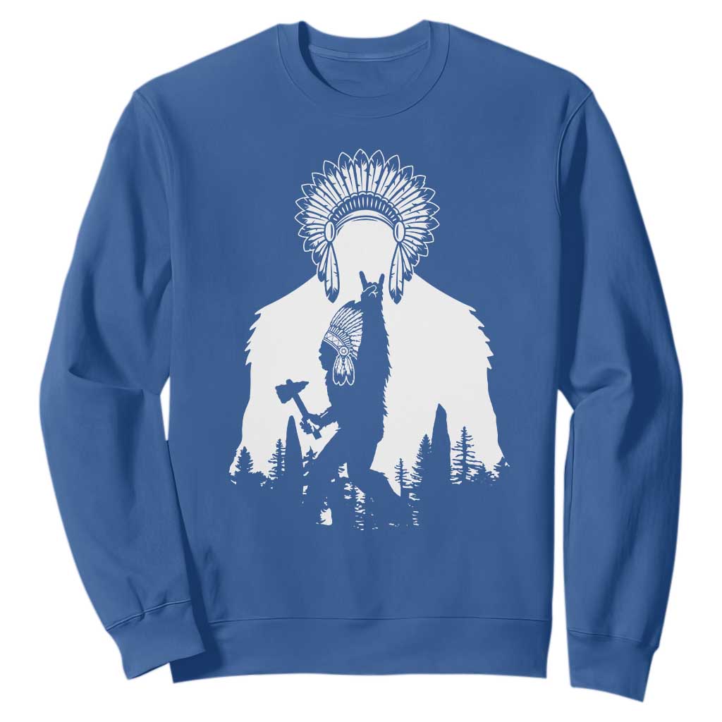 Bigfoot Native American Chief Sweatshirt Hunting Spear Warrior Graphic