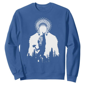 Bigfoot Native American Chief Sweatshirt Hunting Spear Warrior Graphic