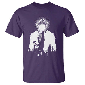 Bigfoot Native American Chief T Shirt Hunting Spear Warrior Graphic