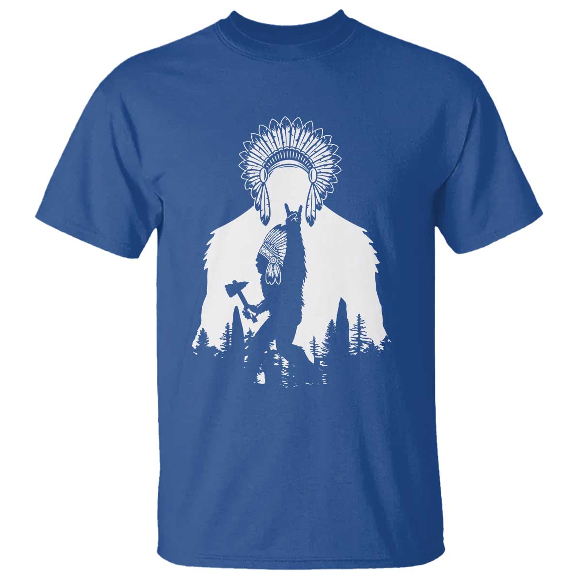 Bigfoot Native American Chief T Shirt Hunting Spear Warrior Graphic