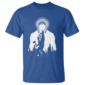 Bigfoot Native American Chief T Shirt Hunting Spear Warrior Graphic