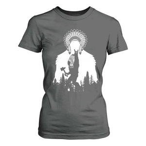 Bigfoot Native American Chief T Shirt For Women Hunting Spear Warrior Graphic