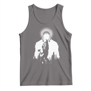 Bigfoot Native American Chief Tank Top Hunting Spear Warrior Graphic
