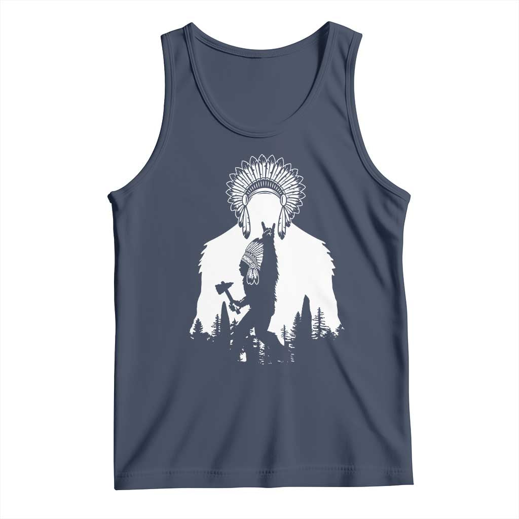 Bigfoot Native American Chief Tank Top Hunting Spear Warrior Graphic
