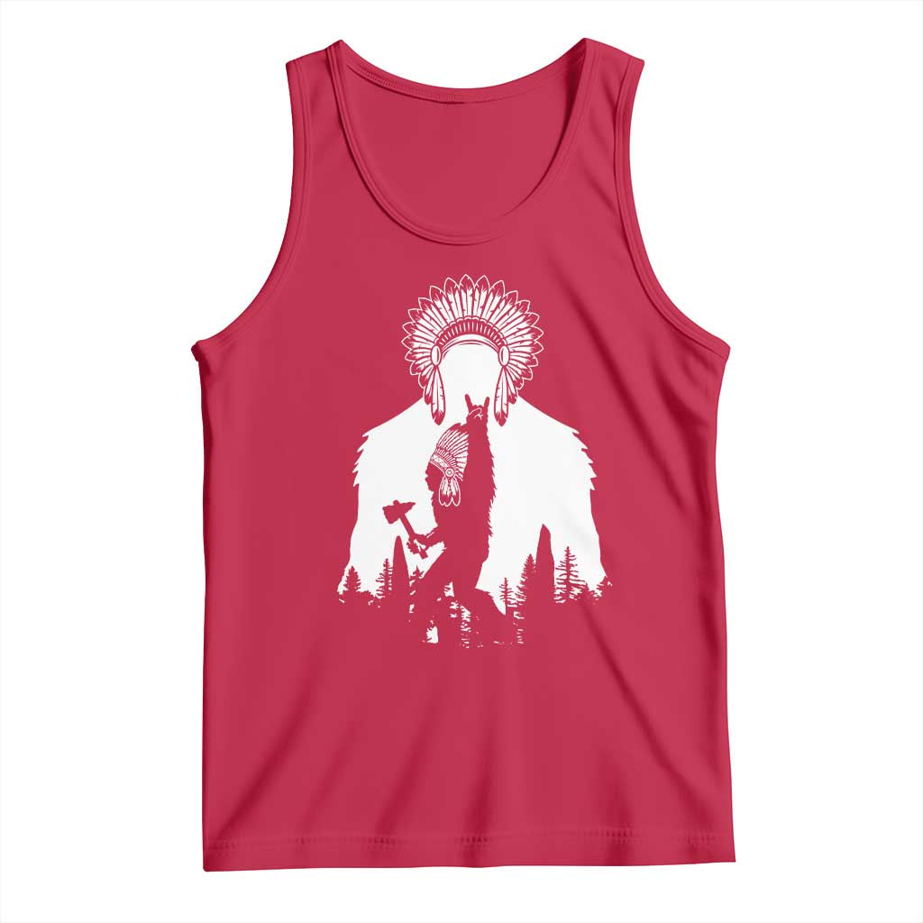 Bigfoot Native American Chief Tank Top Hunting Spear Warrior Graphic
