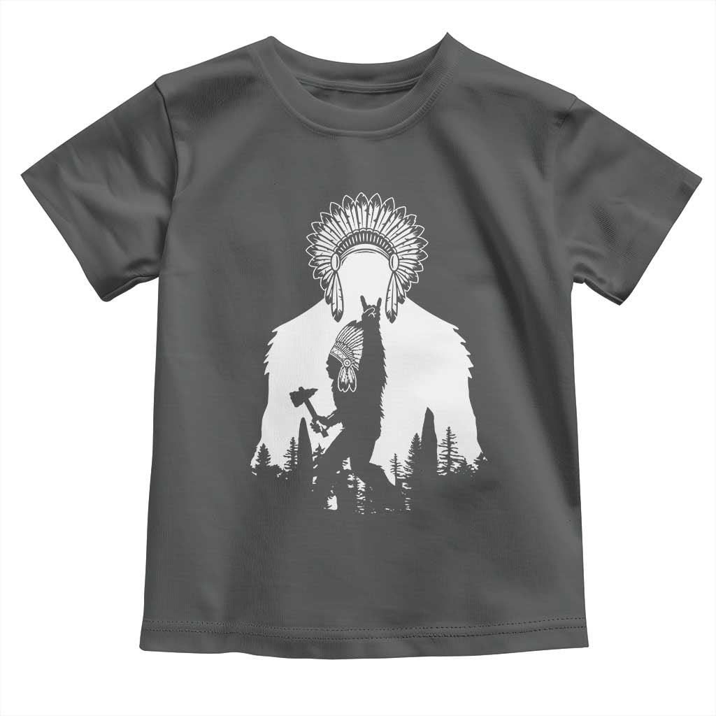Bigfoot Native American Chief Toddler T Shirt Hunting Spear Warrior Graphic