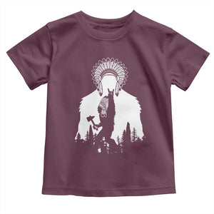 Bigfoot Native American Chief Toddler T Shirt Hunting Spear Warrior Graphic
