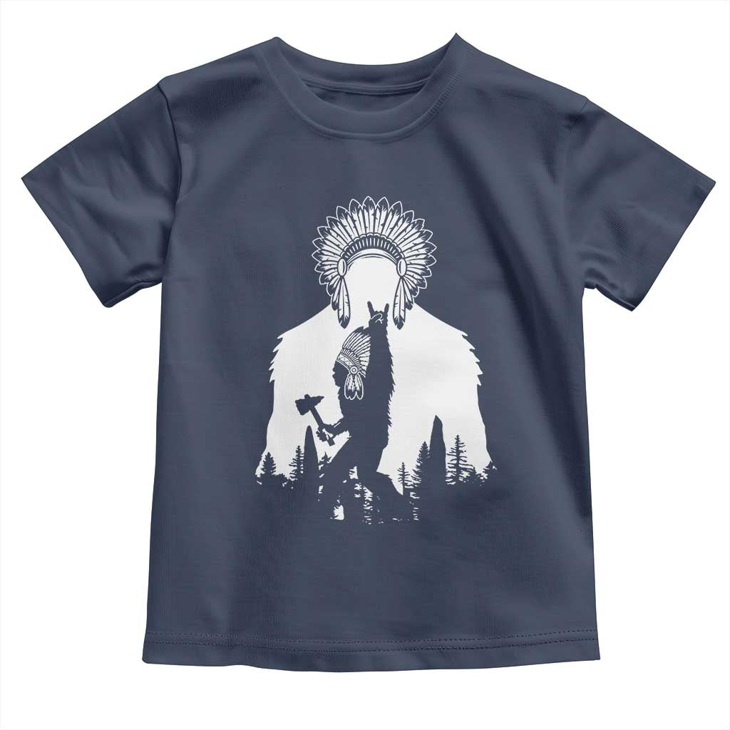 Bigfoot Native American Chief Toddler T Shirt Hunting Spear Warrior Graphic