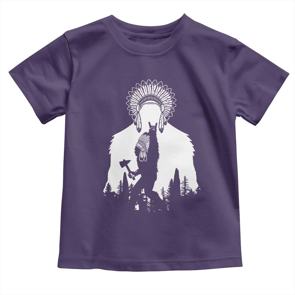 Bigfoot Native American Chief Toddler T Shirt Hunting Spear Warrior Graphic