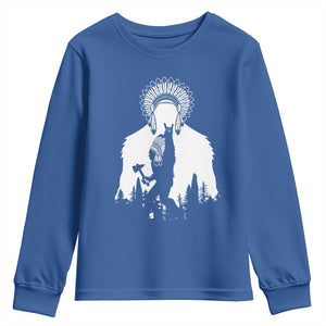 Bigfoot Native American Chief Youth Sweatshirt Hunting Spear Warrior Graphic