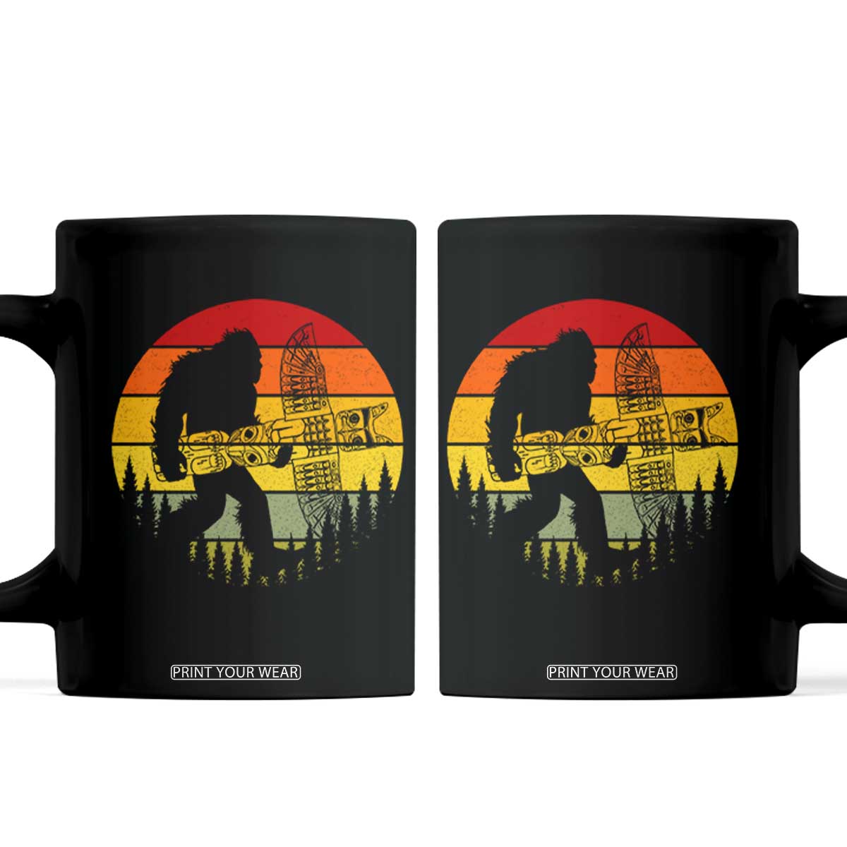 Vintage Pacific Northwest Bigfoot With Totem Pole Coffee Mug