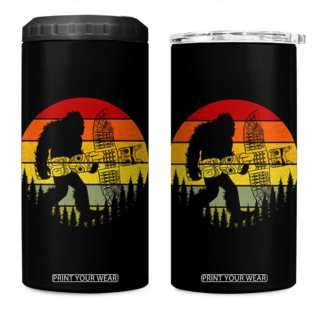 Vintage Pacific Northwest Bigfoot With Totem Pole 4 in 1 Can Cooler Tumbler