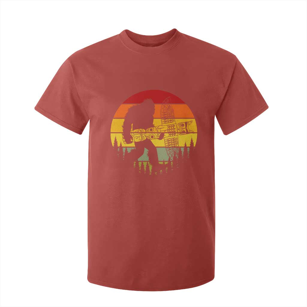 Vintage Pacific Northwest Bigfoot With Totem Pole T Shirt For Kid