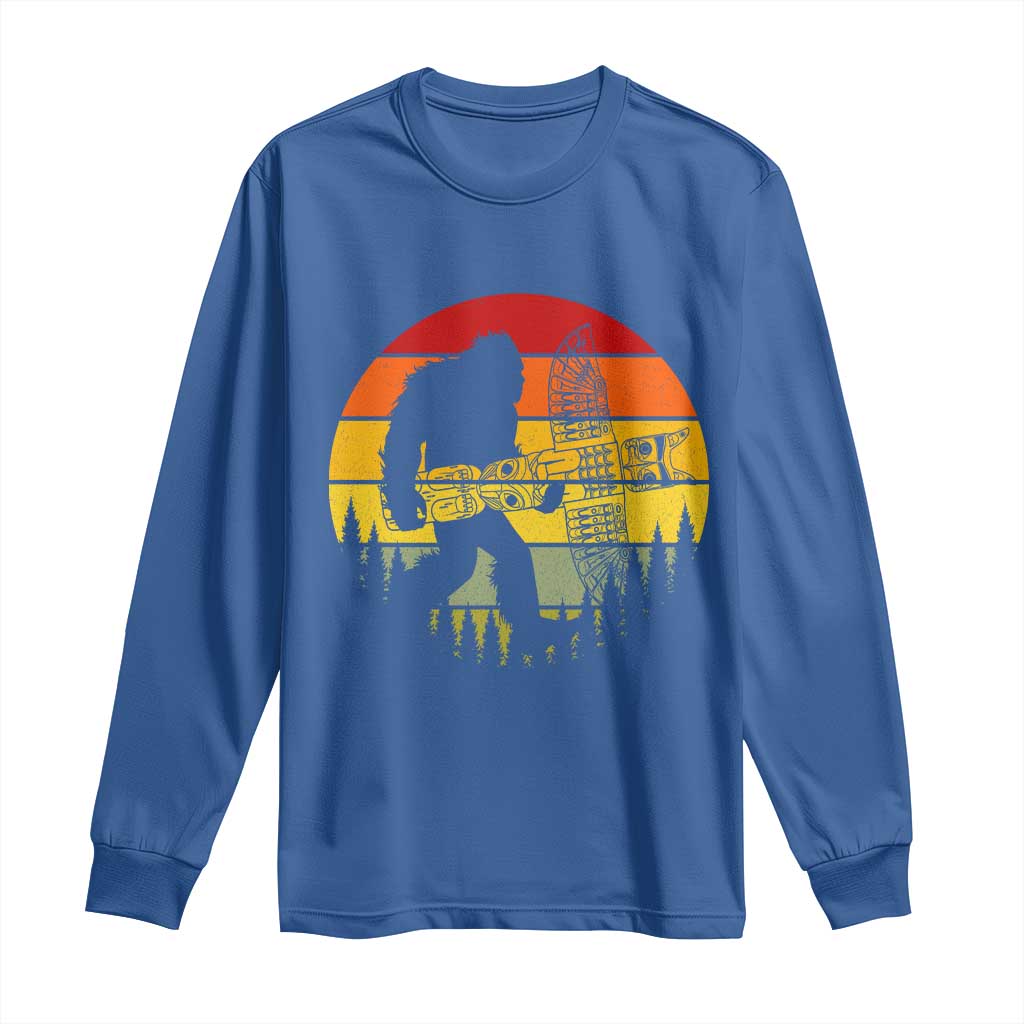 Vintage Pacific Northwest Bigfoot With Totem Pole Long Sleeve Shirt