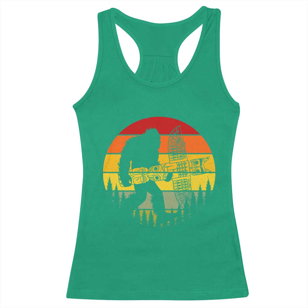 Vintage Pacific Northwest Bigfoot With Totem Pole Racerback Tank Top
