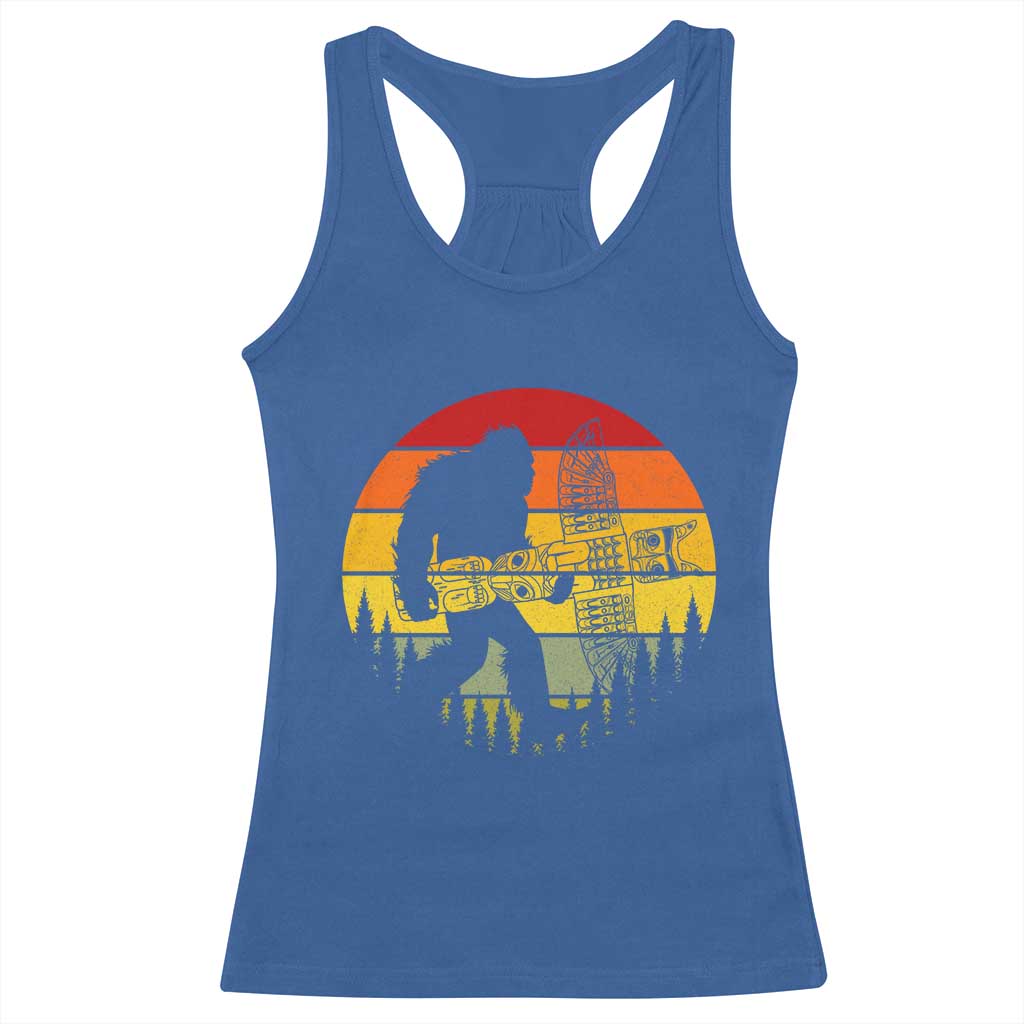 Vintage Pacific Northwest Bigfoot With Totem Pole Racerback Tank Top