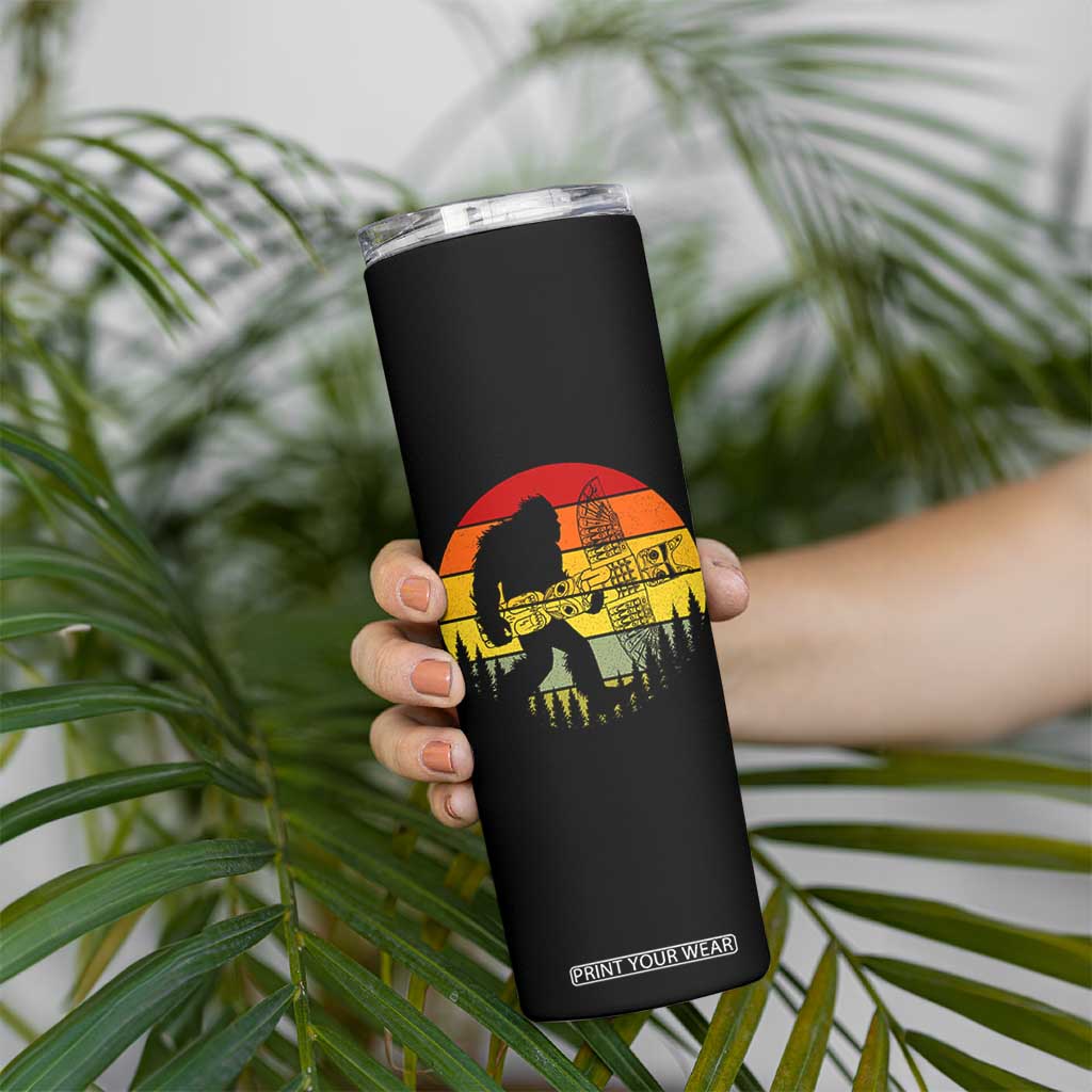 Vintage Pacific Northwest Bigfoot With Totem Pole Skinny Tumbler