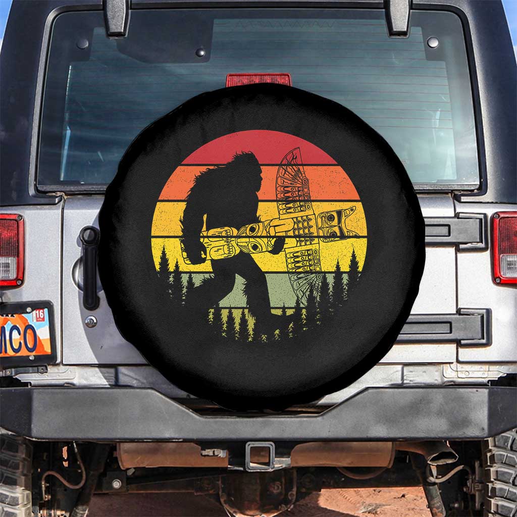 Vintage Pacific Northwest Bigfoot With Totem Pole Spare Tire Cover TS12 No hole Black Print Your Wear