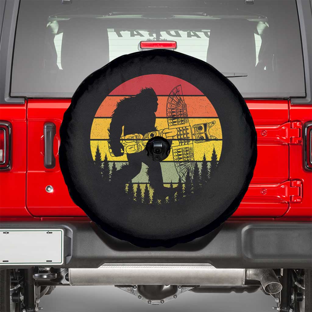 Vintage Pacific Northwest Bigfoot With Totem Pole Spare Tire Cover