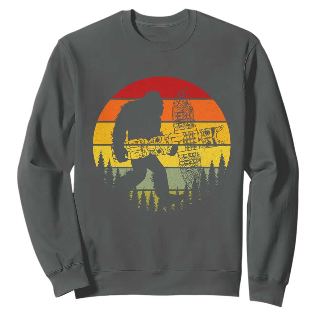 Vintage Pacific Northwest Bigfoot With Totem Pole Sweatshirt