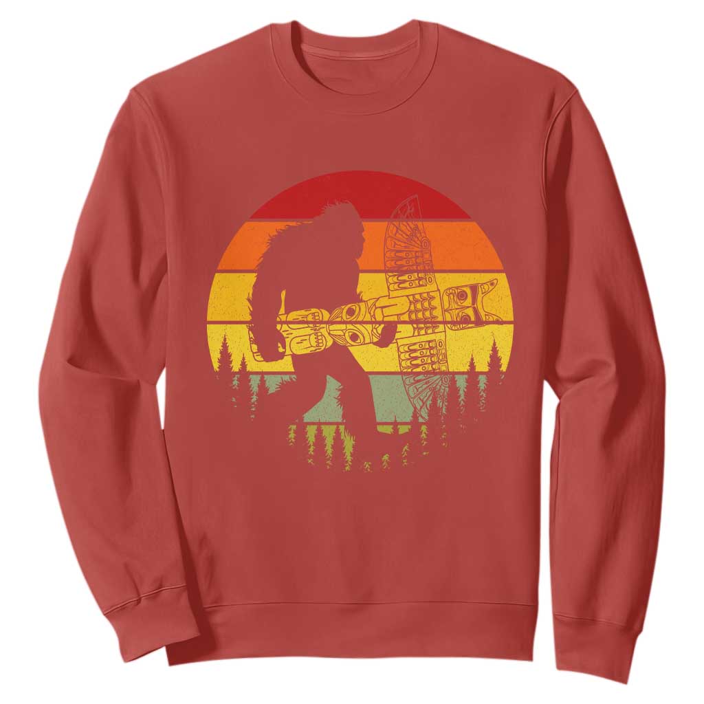 Vintage Pacific Northwest Bigfoot With Totem Pole Sweatshirt