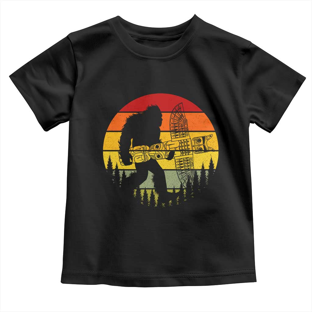 Vintage Pacific Northwest Bigfoot With Totem Pole Toddler T Shirt TS12 Black Print Your Wear