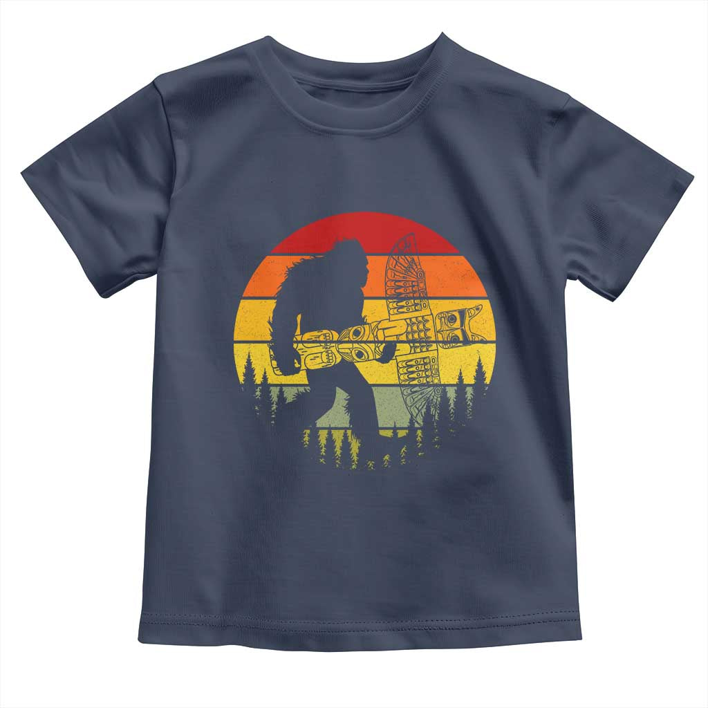 Vintage Pacific Northwest Bigfoot With Totem Pole Toddler T Shirt