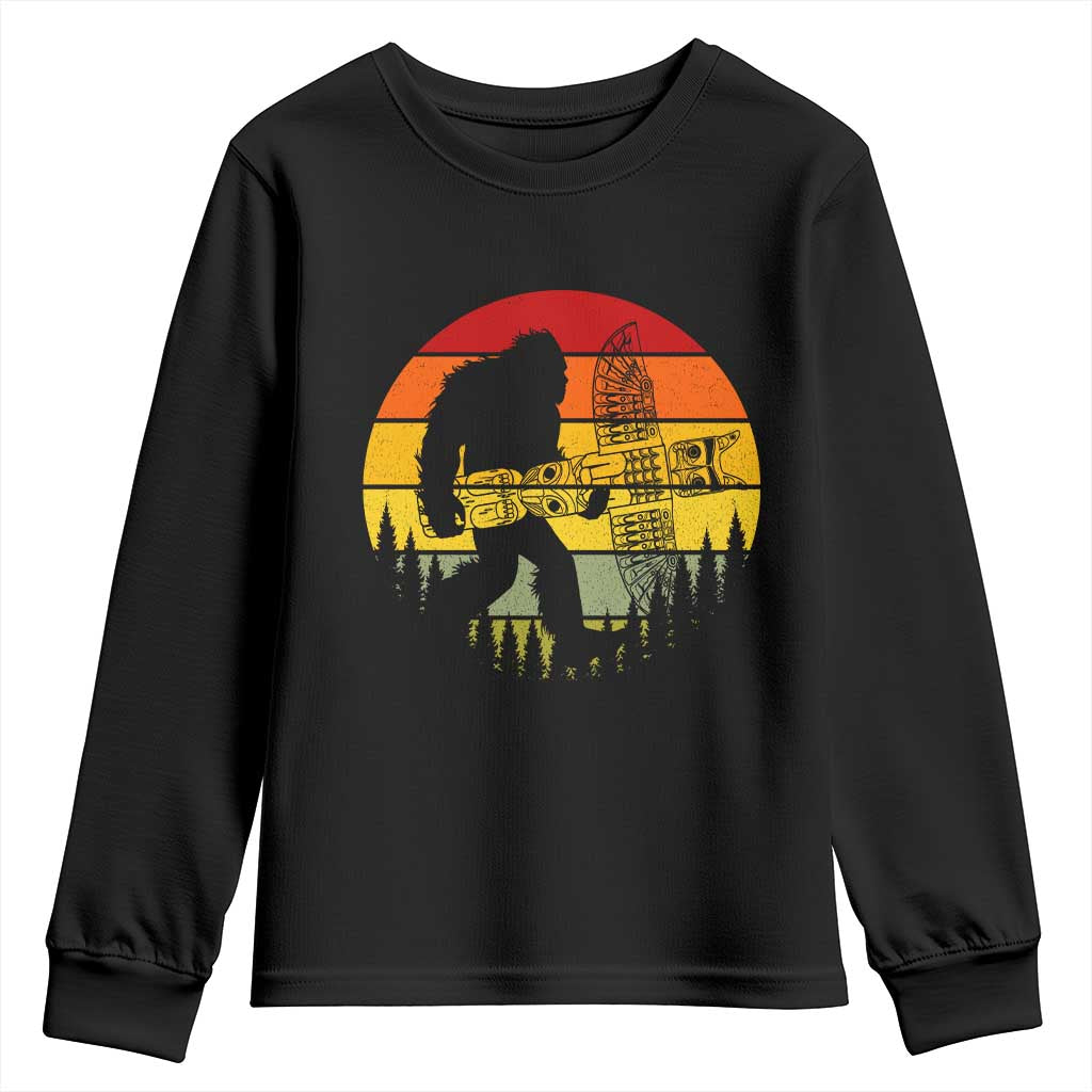 Vintage Pacific Northwest Bigfoot With Totem Pole Youth Sweatshirt