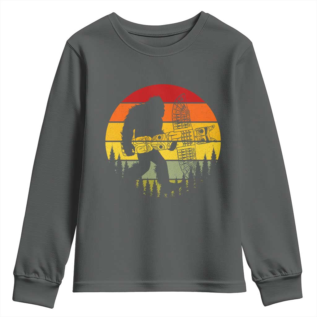 Vintage Pacific Northwest Bigfoot With Totem Pole Youth Sweatshirt