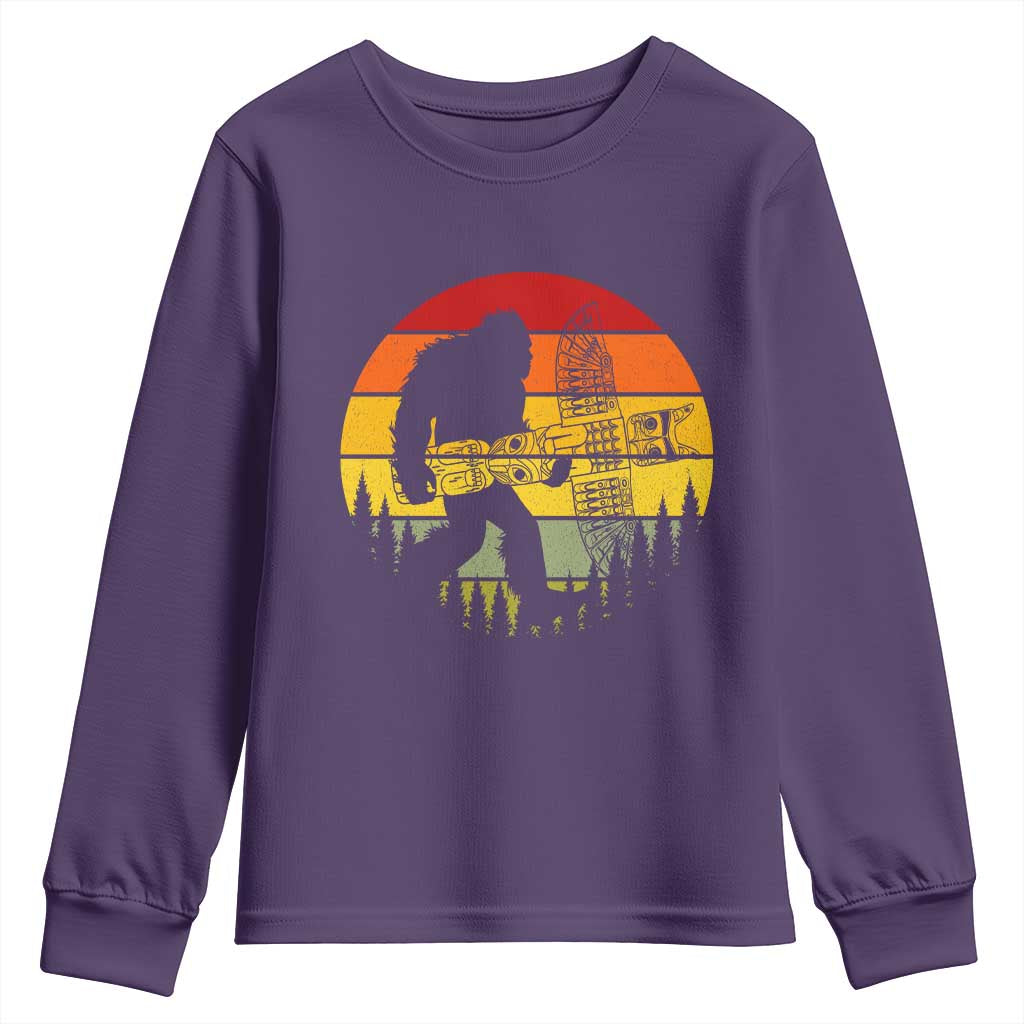 Vintage Pacific Northwest Bigfoot With Totem Pole Youth Sweatshirt