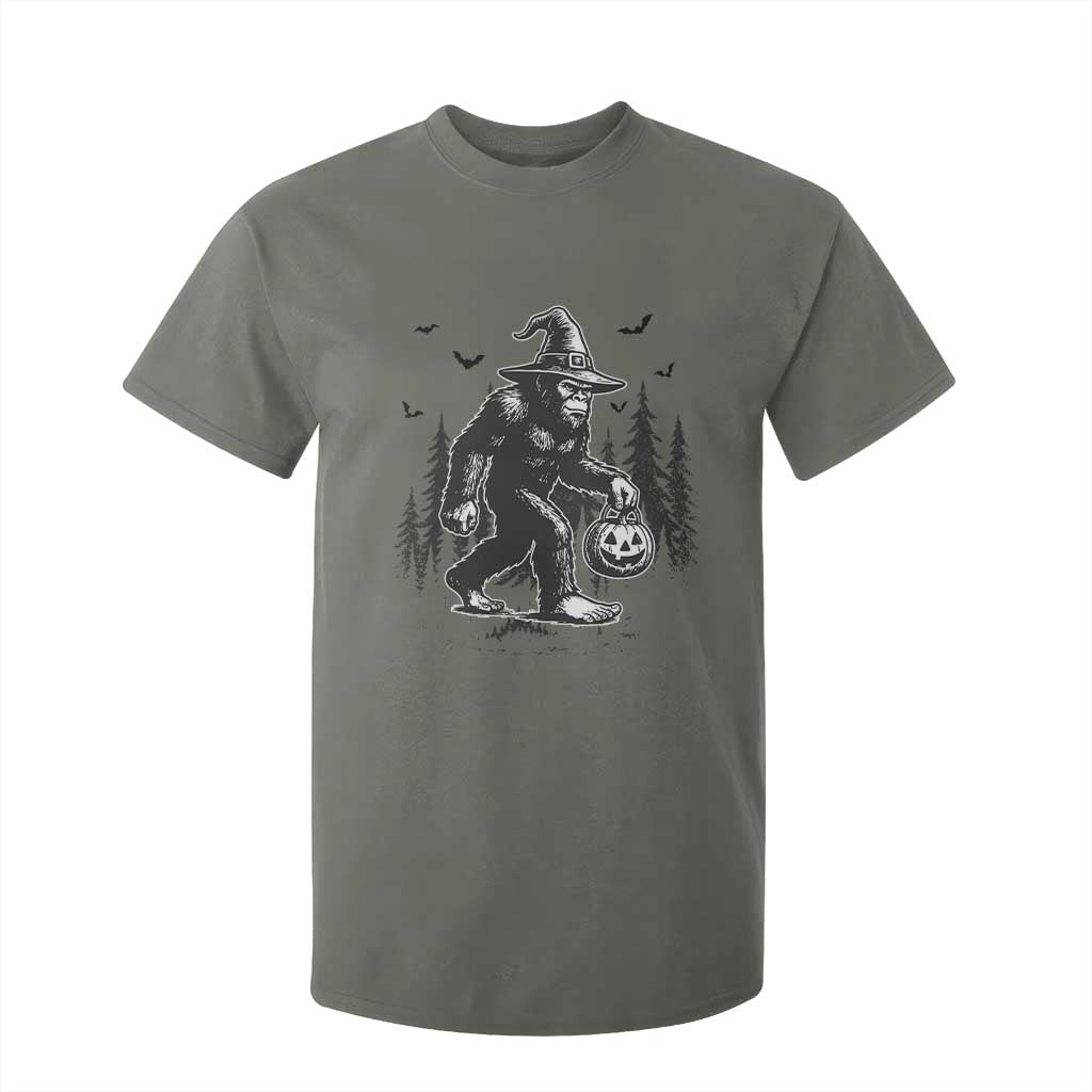 Funny Halloween Gift T Shirt For Kid Bigfoot Witch Costume TS12 Military Green Print Your Wear