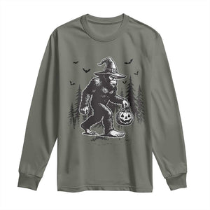Funny Halloween Gift Long Sleeve Shirt Bigfoot Witch Costume TS12 Military Green Print Your Wear