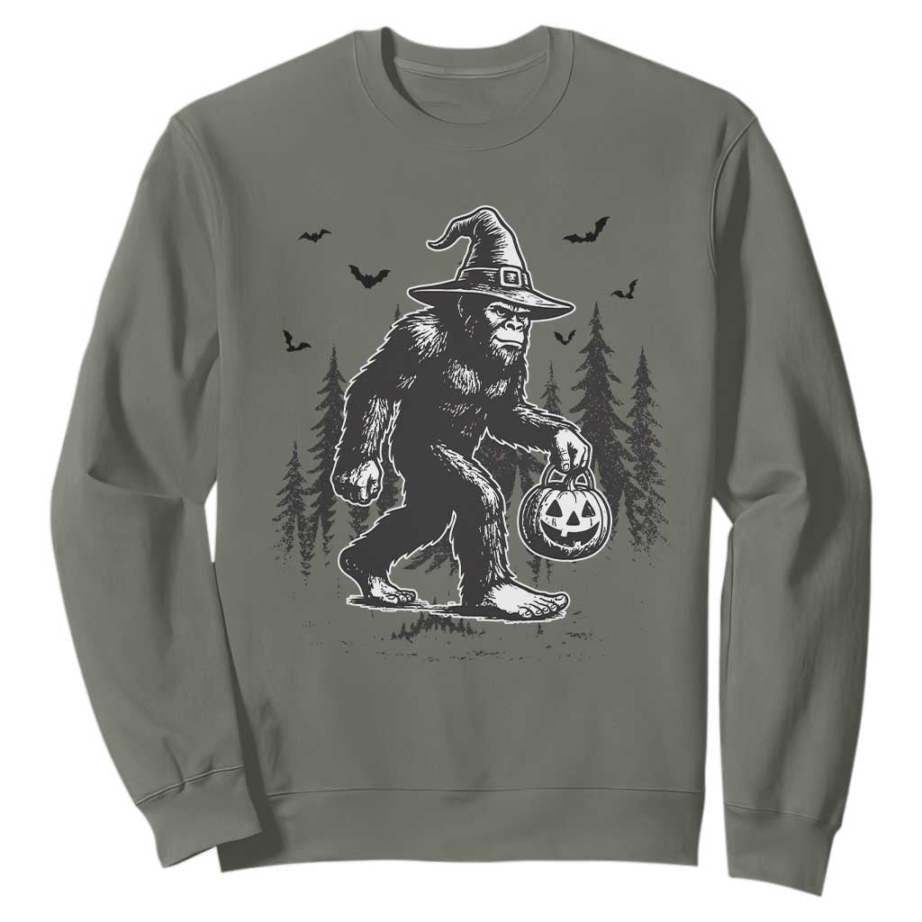 Funny Halloween Gift Sweatshirt Bigfoot Witch Costume TS12 Military Green Print Your Wear