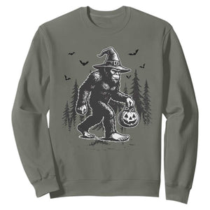 Funny Halloween Gift Sweatshirt Bigfoot Witch Costume TS12 Military Green Print Your Wear