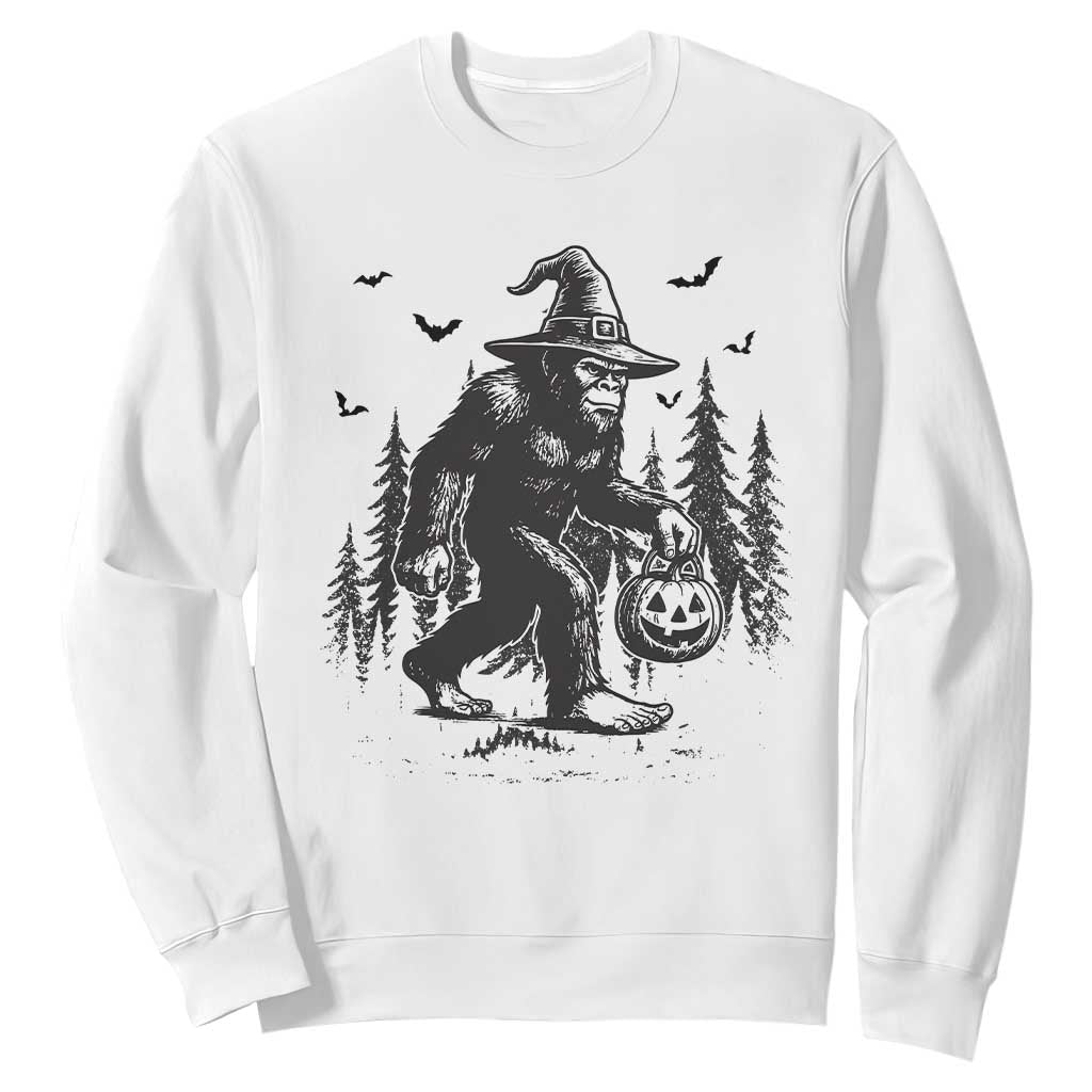 Funny Halloween Gift Sweatshirt Bigfoot Witch Costume TS12 White Print Your Wear